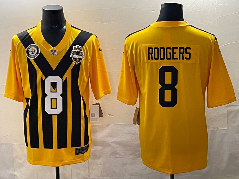 Men Pittsburgh Steelers #8 Rodgers Yellow Retro 2025 Nike Limited NFL Jersey style 004->pittsburgh steelers->NFL Jersey